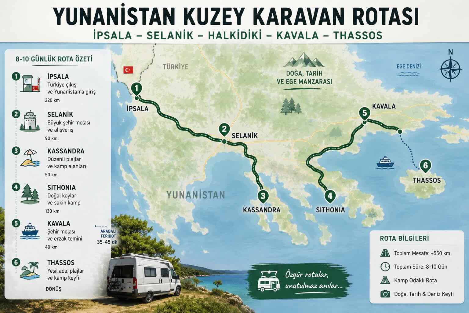 yunanistan kuzey karavan kamp rotası